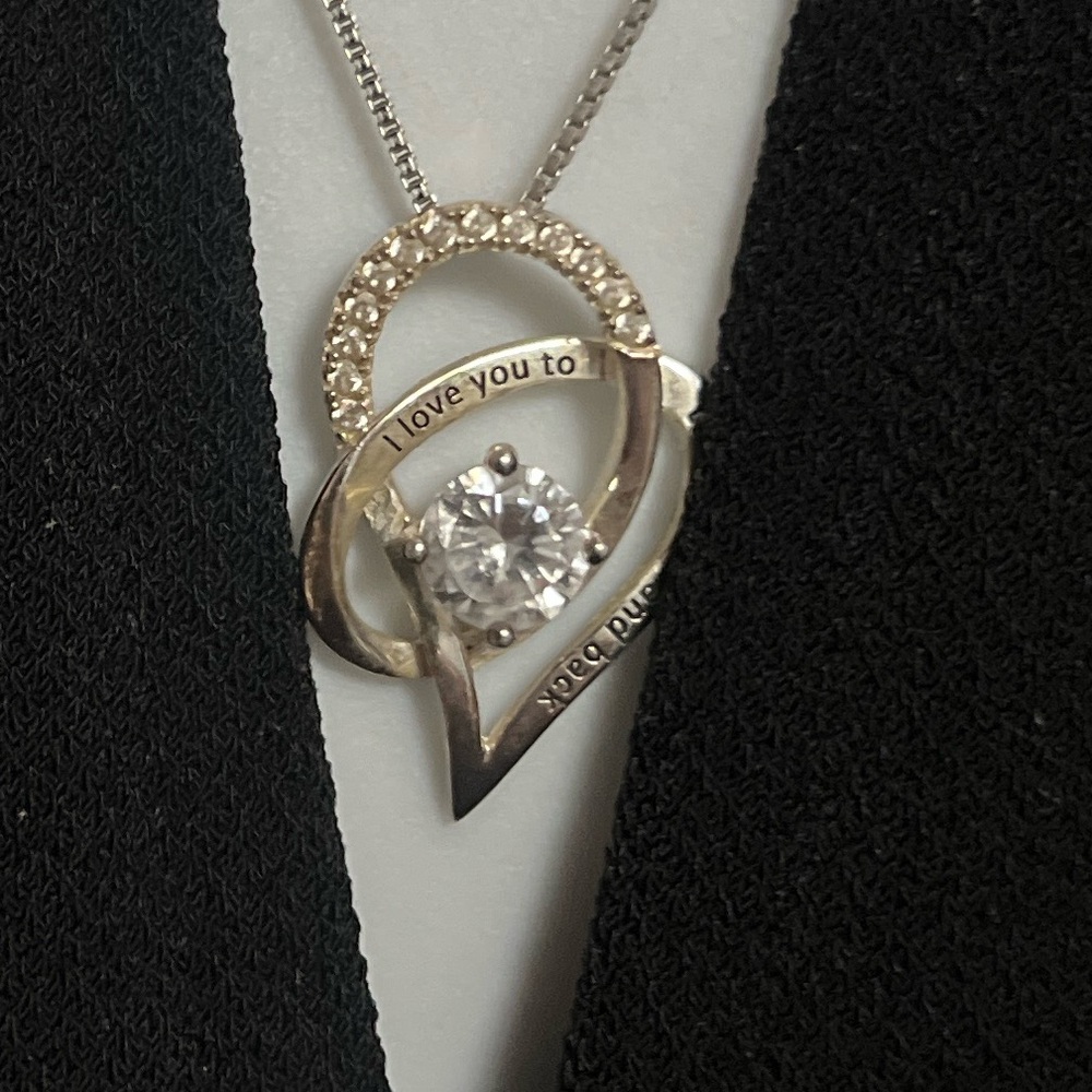 Sterling Silver 925 CZ I Love You To The Moon And Back necklace